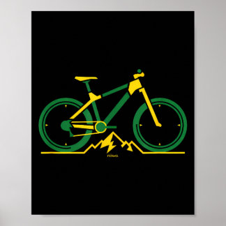 Poster Downhill mountain bike in bright green and yellow