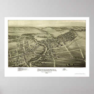 Póster Downingtown, mapa panorâmico do PA - 1893