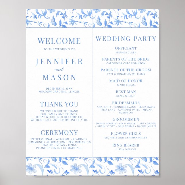 Poster Download de Programas de Casamento Floral de Folk  (Frente)