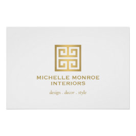 Póster Download do logotipo branco/Dourado chave grego el