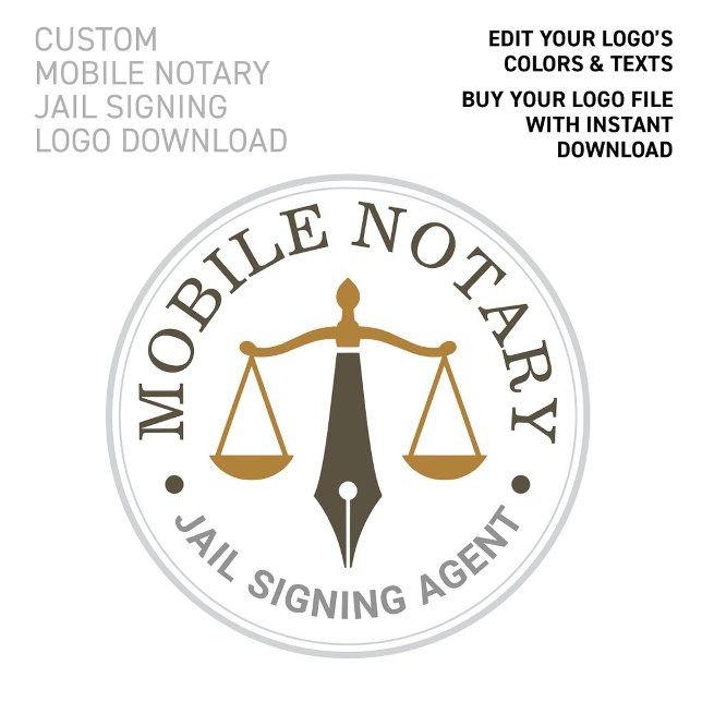 Poster Download do Logotipo Personalizado Mobile Notary K (Jail Signing Logo Download Mobile Notary:
CUSTOMIZE THIS LOGO COLORS & TEXTS!)