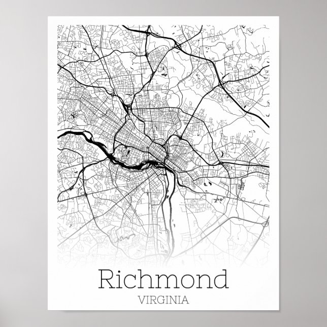 Poster Download Instantâneo do Mapa da Cidade de Richmond (Frente)