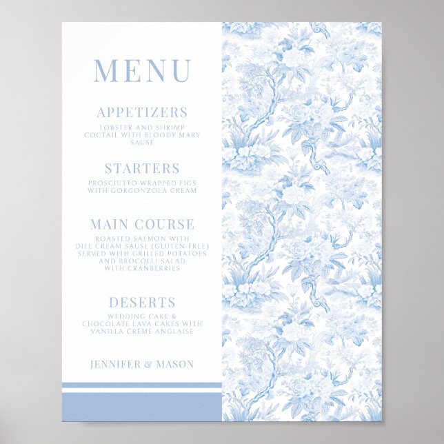 Poster Download Instantâneo do Menu Floral Chinoiserie Az (Frente)