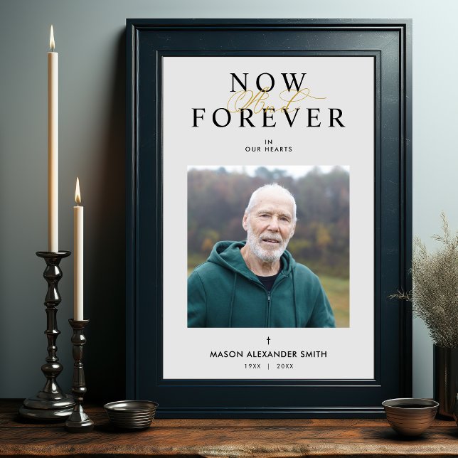 Poster Downloadable Exquisite Gray Elegant Funeral Photo (Downloadable Exquisite Elegant Gray Elegy Funeral Photo Poster. )