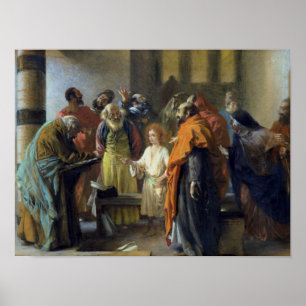 Póster Doze-ano Jesus idoso no templo, 1851