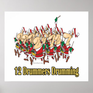 Póster doze bateristas tamborilando 12º duodécimo dia
