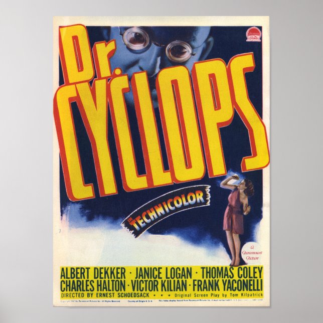 Poster Dr. Cyclops - Vintage Movie Sci-Fi Horror (Frente)