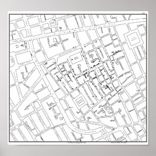 Poster Dr. John Snow: Mapa da cólera de Londres, 1854