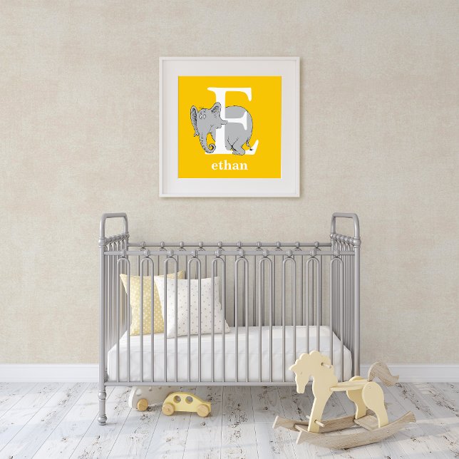 Póster Dr. Seuss ABC: Carta E - Branco | Adicione seu nom (Criador carregado)