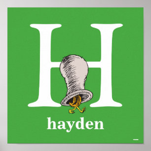 Póster Dr. Seuss ABC: Carta H - Branco   Adicione seu nom