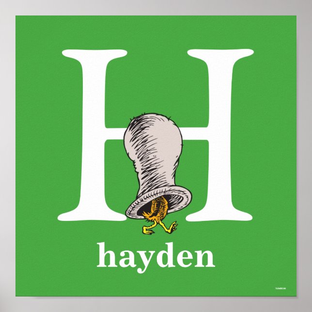 Póster Dr. Seuss ABC: Carta H - Branco | Adicione seu nom (Frente)