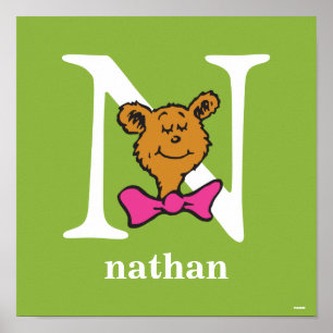 Póster Dr. Seuss ABC: Carta N - Branco Adicione seu nom