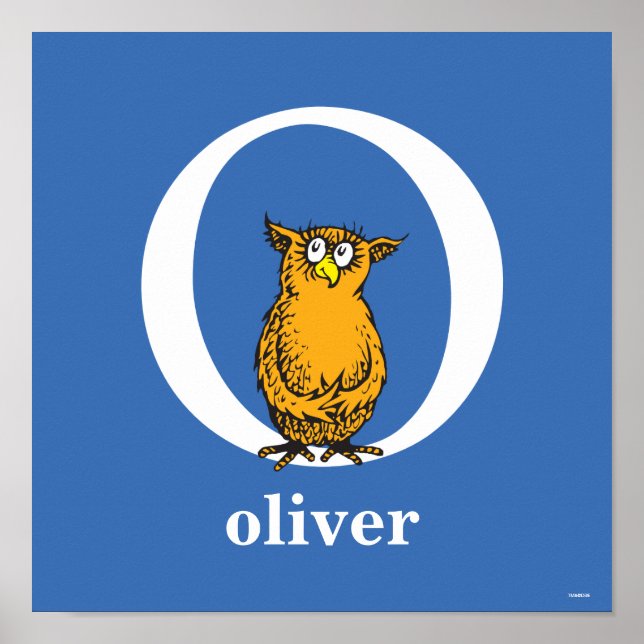 Póster Dr. Seuss ABC: Carta O - Branco | Adicione seu nom (Frente)