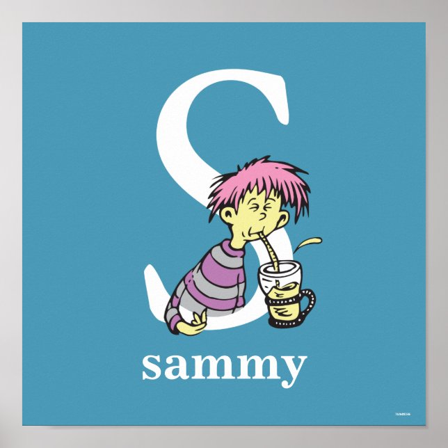 Póster Dr. Seuss ABC: Carta S - Branco | Adicione seu nom (Frente)