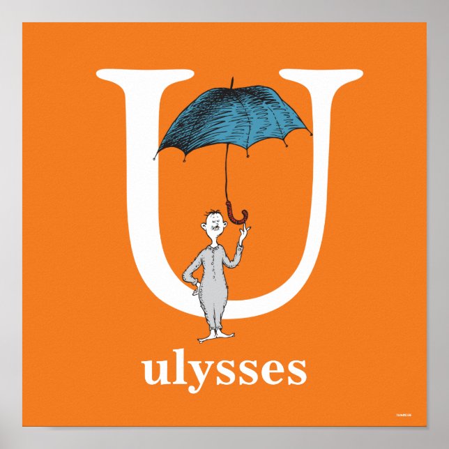 Poster Dr. Seuss ABC: Carta U - Branco | Adicione seu nom (Frente)