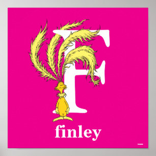 Poster Dr. Seuss ABC: Letra F - Branco   Adicione seu nom