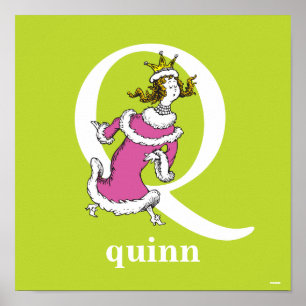 Póster Dr. Seuss ABC: Letra Q - Branco   Adicione seu nom