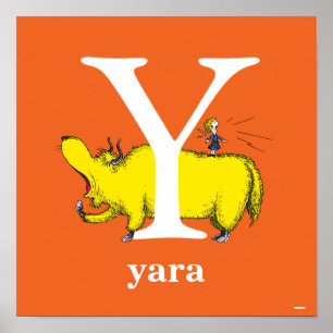 Póster Dr. Seuss ABC: Letra Y - Branco   Adicione seu nom