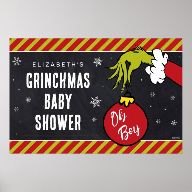 Poster Dr. Seuss | Chuvinha de Bebê Oh Boy Grinch (Frente)