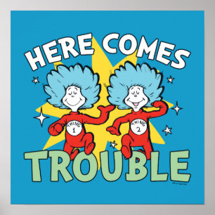 Poster Dr. Seuss Coisa Um Coisa Dois Aqui Vem o Problem