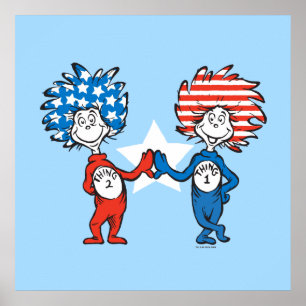 Poster Dr. Seuss Coisa Uma Coisa Duas Gráficos Patrióti