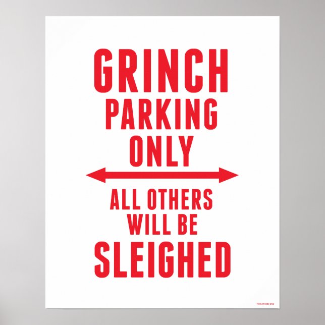 Poster Dr. Seuss | Estacionamento do Grinch Apenas (Frente)