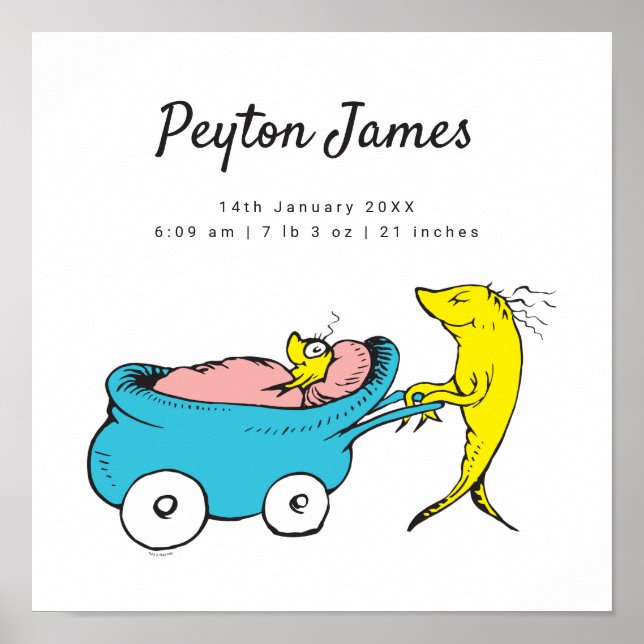 Poster Dr. Seuss | Estatísticas de Nascimento de Um Peixe (Frente)