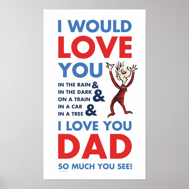 Poster Dr. Seuss | Eu Te Amo Pai Tanto Que Você Vê (Frente)