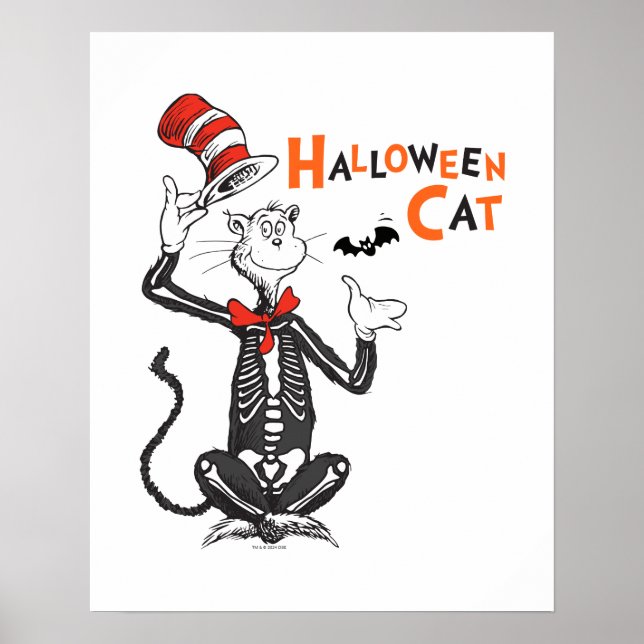 Poster Dr. Seuss | Gato de Halloween no Chapéu (Frente)