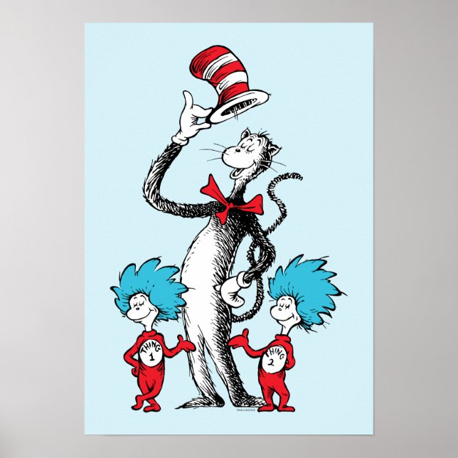 Poster Dr. Seuss | Gato no Chapéu, Coisa Um e Coisa Dois (Frente)