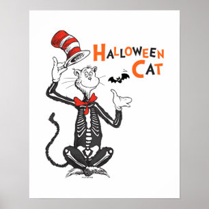 Poster Dr. Seuss Gato no Chapéu de Halloween
