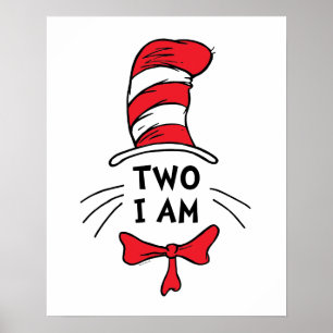 Poster Dr. Seuss Gato no Chapéu - Dois Eu Sou Aniversár