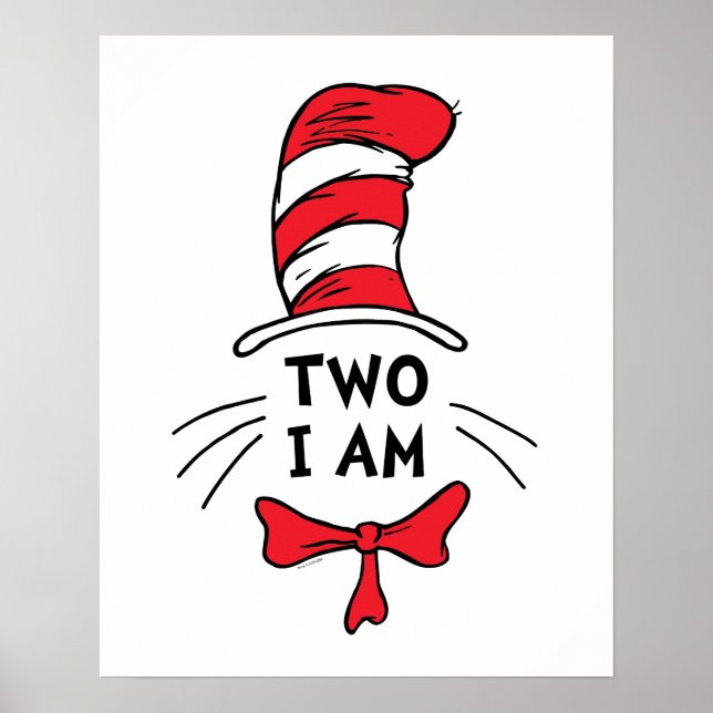 Poster Dr. Seuss | Gato no Chapéu - Dois Eu Sou Aniversár (Frente)
