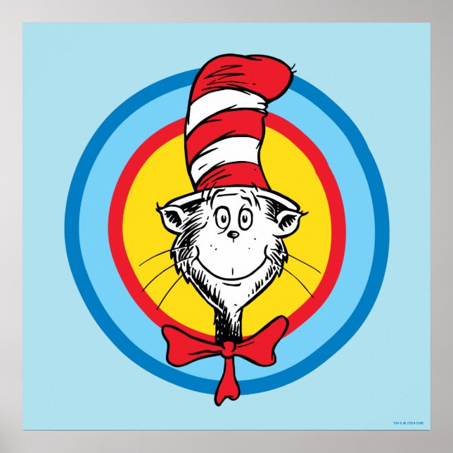 Poster Dr. Seuss | Gráfico da Cabeça do Gato no Chapéu (Frente)