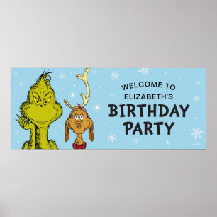 Poster Dr. Seuss Grinch Aniversário de Inverno Bem-vind