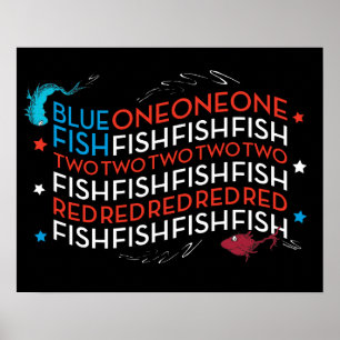 Poster Dr. Seuss Peixe Vermelho Peixe Azul Gráfico da B