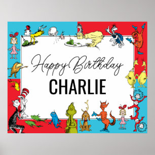 Poster Dr. Seuss - Personagens Aniversário Infantil