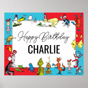 Poster Dr. Seuss - Personagens   Aniversário Infantil