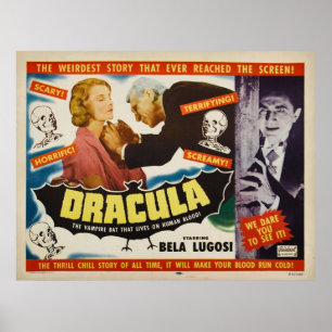 Poster Drácula - Bela Lugosi - Filme de Horror 1951