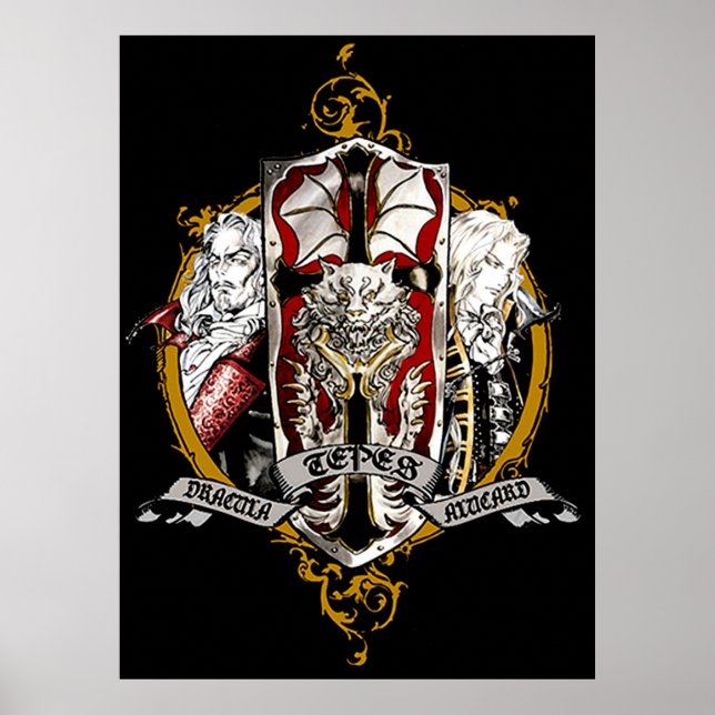 Poster Dracula e Alucard Castlevania Jogo Engraçado (Frente)