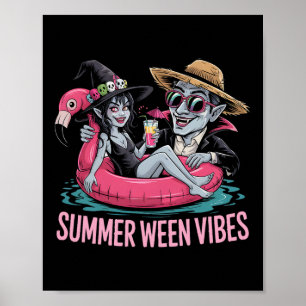 Poster Drácula Engraçada E Feiticeira Flutuam Halloween S