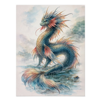 Póster Dragão Aquático Águas Nebulosas