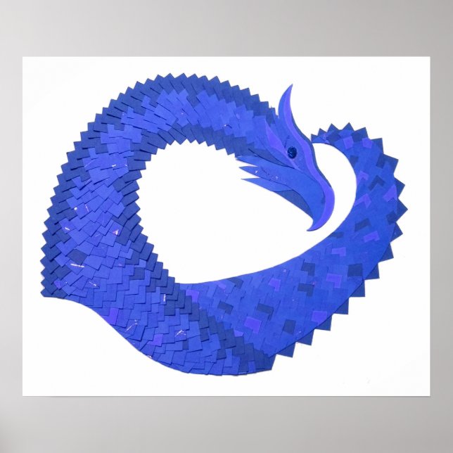 Poster Dragão azul no branco (Frente)