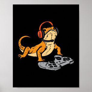 Poster Dragão Barbudo Video Games Divertido Gamer Animal 