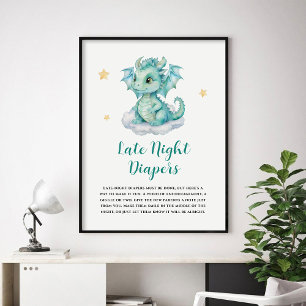 Poster Dragão-Bebê Bonito Fraldas Noturnas Tardes