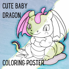 Poster Dragão-Bebê-Cujo Dragão - Grande Página de Coloraç