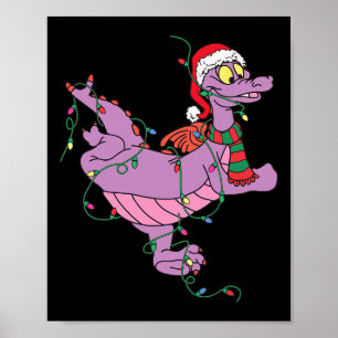 Poster Dragão Bonito Ilumina Papais noeis de Natal Animai