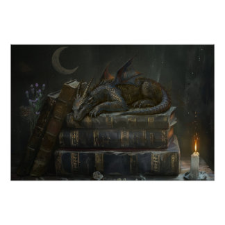 Póster Dragão Caprichoso em Arte de Parede de Livros | Ac
