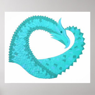 Poster Dragão cardíaco Verdigris em branco