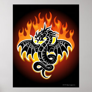 Poster Dragão com as chamas no fundo